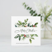 クリスマスの水彩 ミカン葉の企業の挨拶 シーズンカード (スタンド正面)