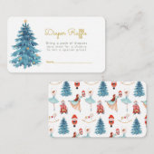 クリスマスの水彩 赤ちゃんのシャワー おむつくじ エンクロージャーカード (正面/裏面)