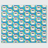 クリスマスの水泳のビーチによってタイルを張られるサンタのパーティーの覆い ラッピングペーパー (フラット)