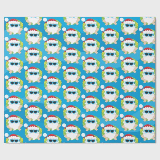 クリスマスの水泳のビーチによってタイルを張られるサンタのパーティーの覆い ラッピングペーパー (フラット)