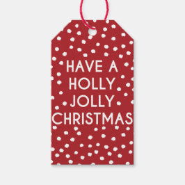 クリスマスの水玉模様すてきプレゼントラベルを持つ ギフトタグ