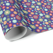 クリスマスの水玉模様の雪片のレトロパターン ラッピングペーパー (ロールコーナー)