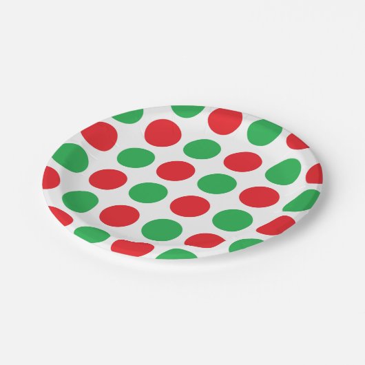 クリスマスの水玉模様 ペーパープレート (アングル)