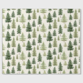 クリスマスの水色の常緑松 ラッピングペーパー (フラット)