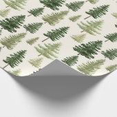 クリスマスの水色の常緑松 ラッピングペーパー (角)