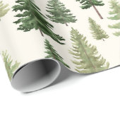 クリスマスの水色の常緑松 ラッピングペーパー (ロールコーナー)