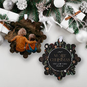 クリスマスの水色の植物性フローラ濃いムーディー オーナメントカード