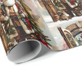 クリスマスの水色サンタと子犬 ラッピングペーパー (ロールコーナー)