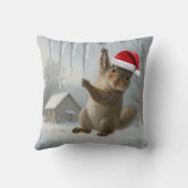 クリスマスの氷柱にぶら下がるリス クッション (裏面)