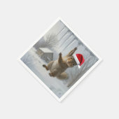 クリスマスの氷柱にぶら下がるリス スタンダードカクテルナプキン (角)