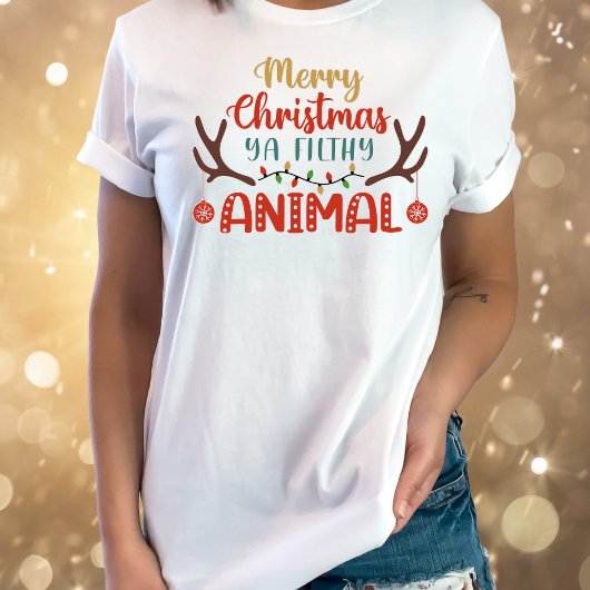 クリスマスの汚いおもしろい動物Tシャツ Tシャツ