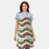 クリスマスの波と雪 エプロン (着用した状態)