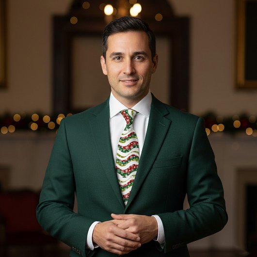 クリスマスの波と雪 ネクタイ