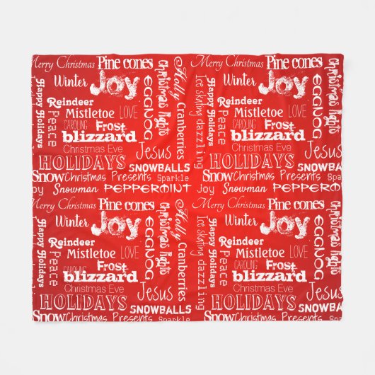 クリスマスの流行語ファイアボール緋色 フリースブランケット (正面(横))