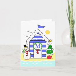 クリスマスの浜辺の小屋のホリデーカード シーズンカード