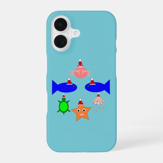 クリスマスの海の生き物 iPhone 16ケース (裏面)