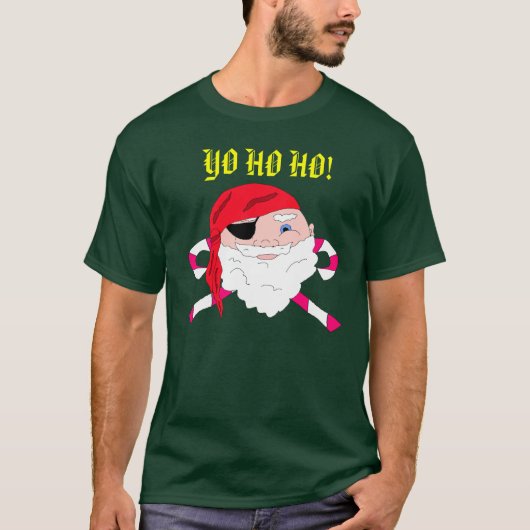 クリスマスの海賊サンタのワイシャツ Tシャツ (正面)