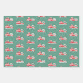 クリスマスの消防車に乗ったクロース夫妻 ラッピングペーパーシート (正面3)