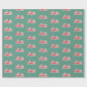 クリスマスの消防車に乗ったクロース夫妻 ラッピングペーパー (フラット)
