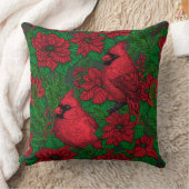 クリスマスの深紅色とポインセチア クッション (ブランケット)