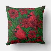 クリスマスの深紅色とポインセチア クッション (裏面)