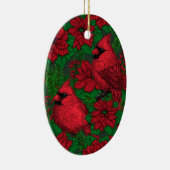 クリスマスの深紅色とポインセチア セラミックオーナメント (右)