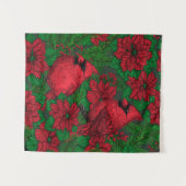 クリスマスの深紅色とポインセチア タペストリー (正面(横))