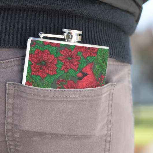 クリスマスの深紅色とポインセチア フラスク (インサイチュ)