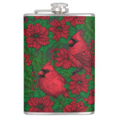 クリスマスの深紅色とポインセチア フラスク (正面)