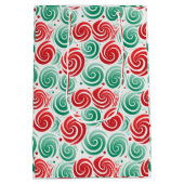クリスマスの渦巻き赤、緑、白 ミディアムペーパーバッグ (裏面)