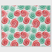 クリスマスの渦巻き赤、緑、白 ラッピングペーパー (フラット)