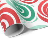 クリスマスの渦巻き赤、緑、白 ラッピングペーパー (ロールコーナー)