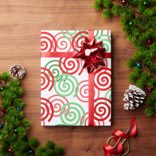 クリスマスの渦巻き ラッピングペーパー (クリスマスギフト)