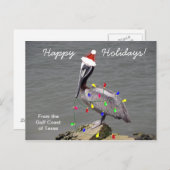 クリスマスの準備をしているペリカン シーズンポストカード (正面/裏面)