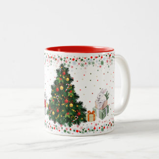 クリスマスの準備をするうさぎたち ツートーンマグカップ