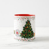 クリスマスの準備をするうさぎたち ツートーンマグカップ (中央)