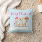 クリスマスの準備万端の水彩画の3匹のかわいい犬 クッション (ブランケット)