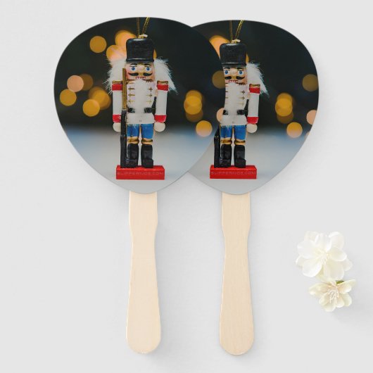 クリスマスの滑りやすいジョーくるみ割り人形オーナメント ハンドファン (正面&裏面)