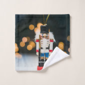 クリスマスの滑りやすいジョーくるみ割り人形オーナメント バスタオルセット (ウォッシュタオル)