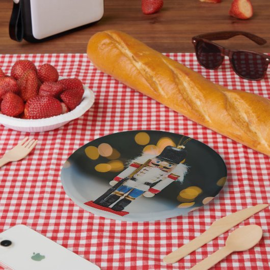 クリスマスの滑りやすいジョーくるみ割り人形オーナメント ペーパープレート (ピクニック)