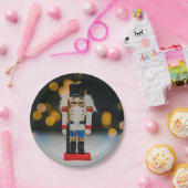 クリスマスの滑りやすいジョーくるみ割り人形オーナメント ペーパープレート (パーティー)