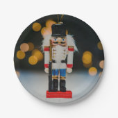 クリスマスの滑りやすいジョーくるみ割り人形オーナメント ペーパープレート (正面)