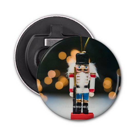 クリスマスの滑りやすいジョーくるみ割り人形オーナメント 栓抜き (正面)