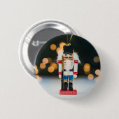 クリスマスの滑りやすいジョーくるみ割り人形オーナメント 缶バッジ (正面&裏面)