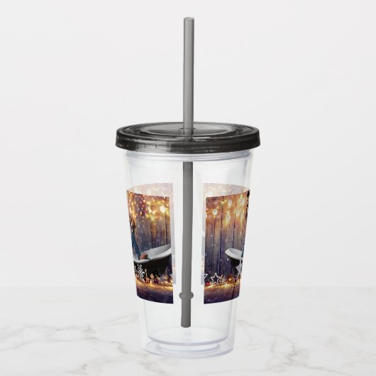 クリスマスの滑りやすいジョー銀の金ゴールド星ライト濡れ アクリルタンブラー (右)