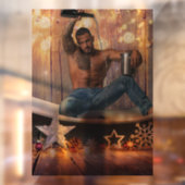 クリスマスの滑りやすいジョー銀の金ゴールド星ライト濡れ ウィンドウサイン (シート2)