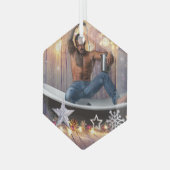 クリスマスの滑りやすいジョー銀の金ゴールド星ライト濡れ ガラスオーナメント (正面左)