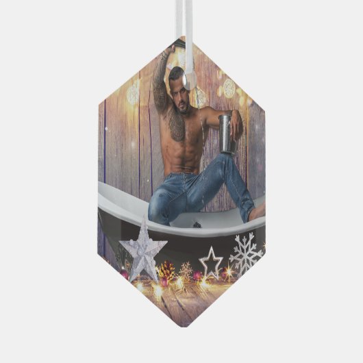 クリスマスの滑りやすいジョー銀の金ゴールド星ライト濡れ ガラスオーナメント (正面右)