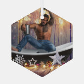 クリスマスの滑りやすいジョー銀の金ゴールド星ライト濡れ ガラスオーナメント (裏面)