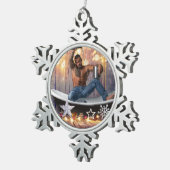 クリスマスの滑りやすいジョー銀の金ゴールド星ライト濡れ スノーフレークピューターオーナメント (右)